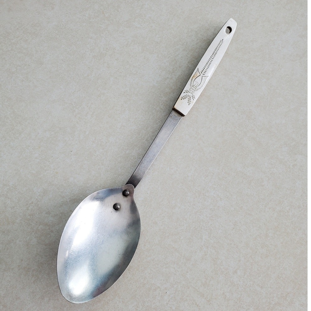 Vtg Regent Serving Spoon Silver White Eagle Pattern Stainless Japan Vintage 12in